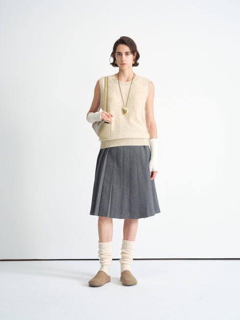 Structured Pleated Midi Skirt